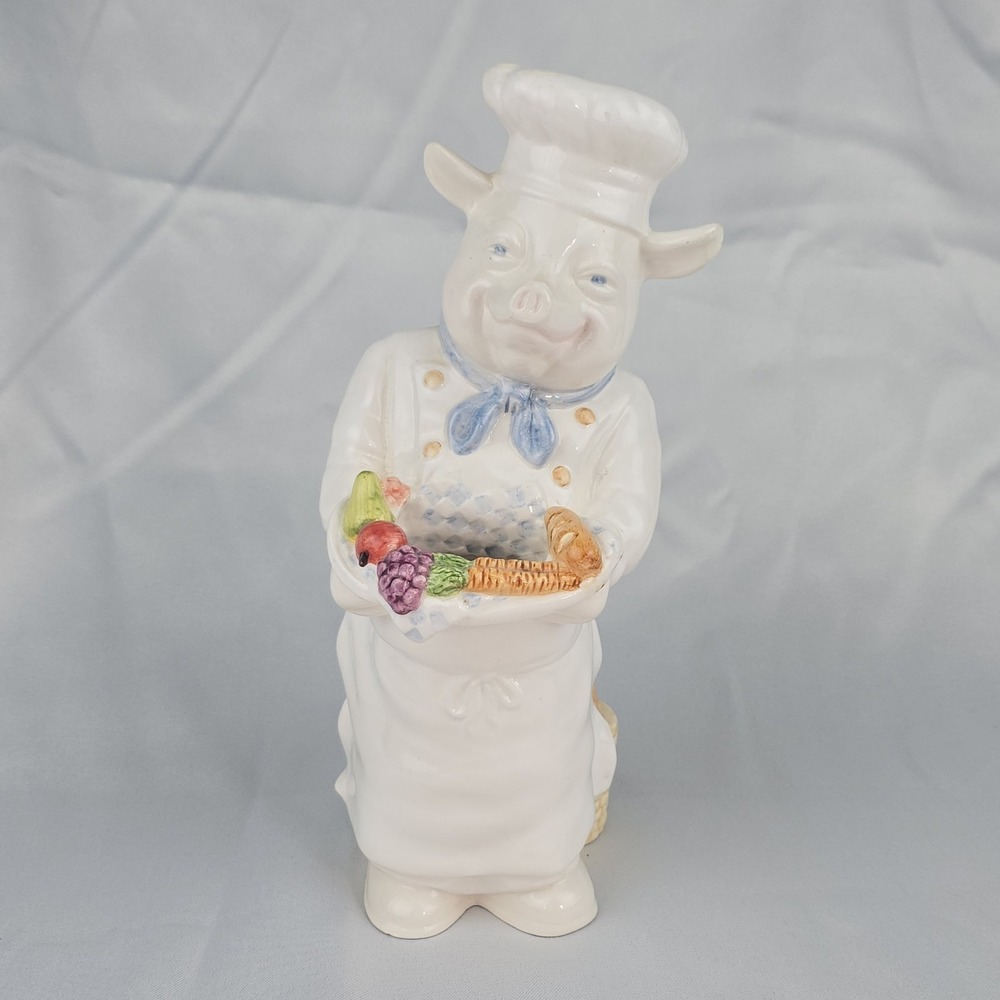 Vintage FIGI Graphics‎ Pig Chef Utensil Holder Ceramic Kitchen Decor 1996